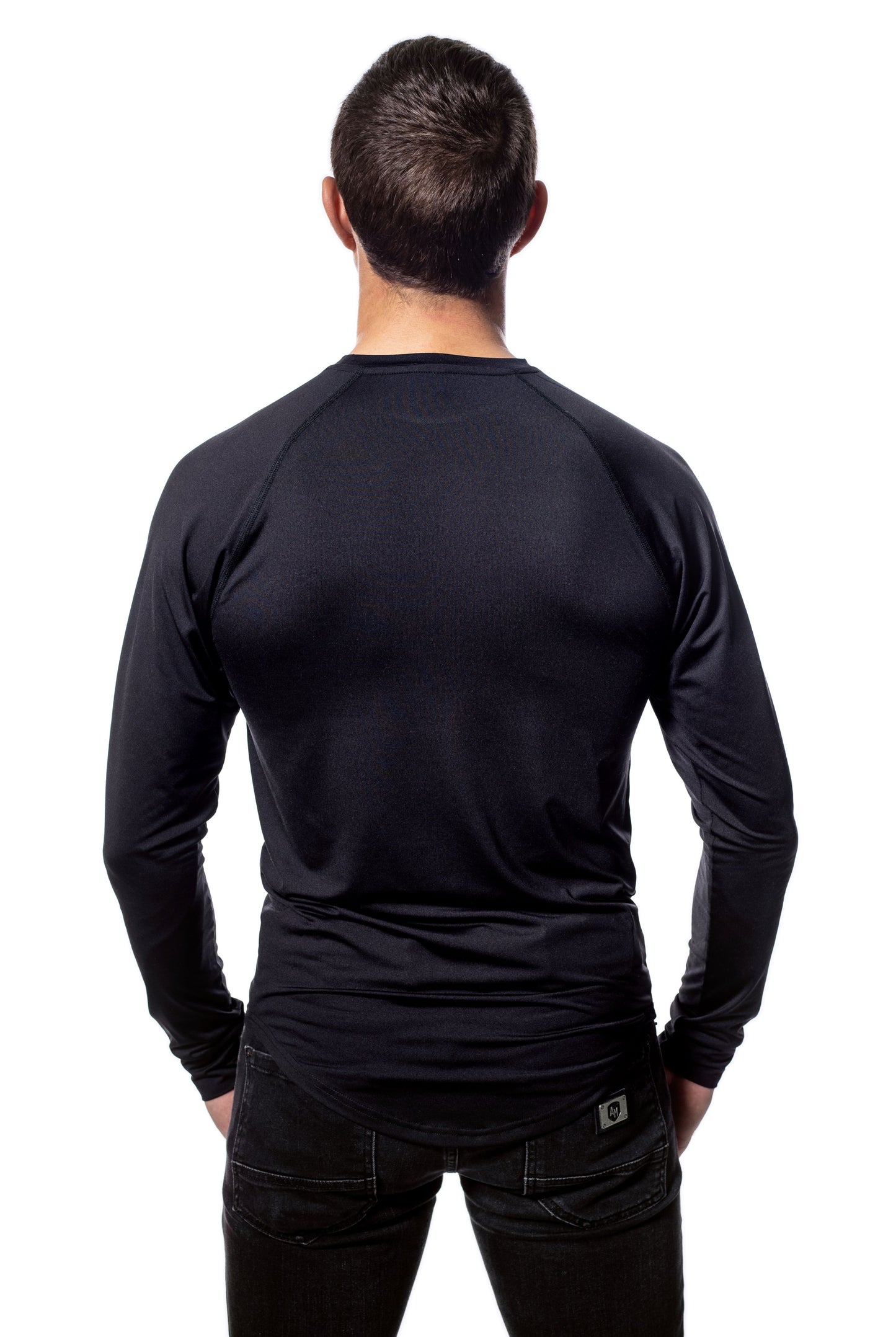 Tricou bărbătesc cu mânecă lungă și guler rotund, cu mânecă raglan