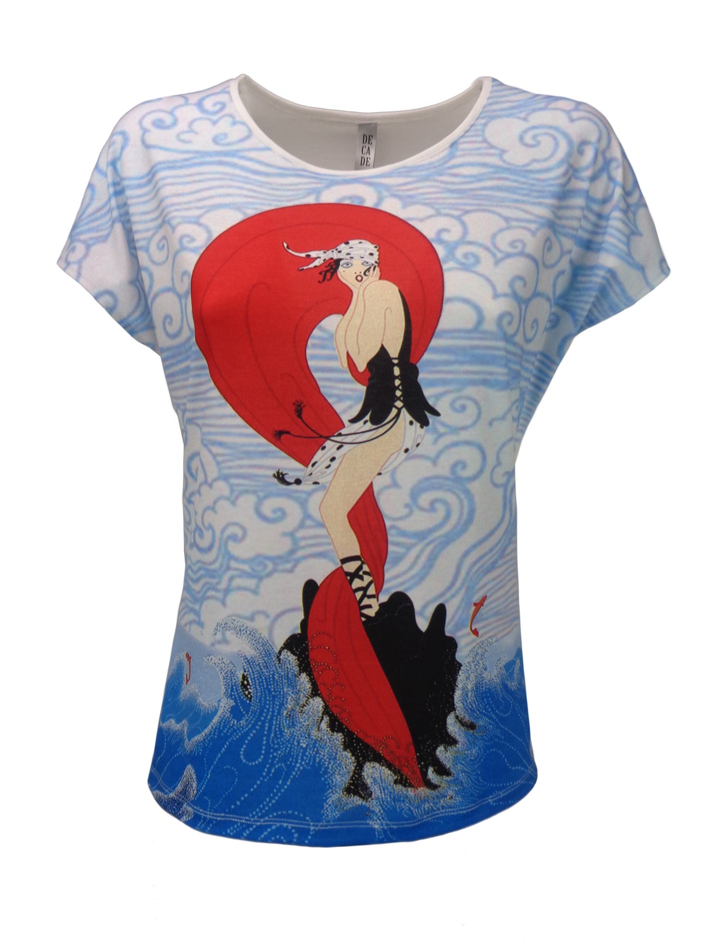 Bluză de damă - tricou cu mânecă scurtă și guler rotund