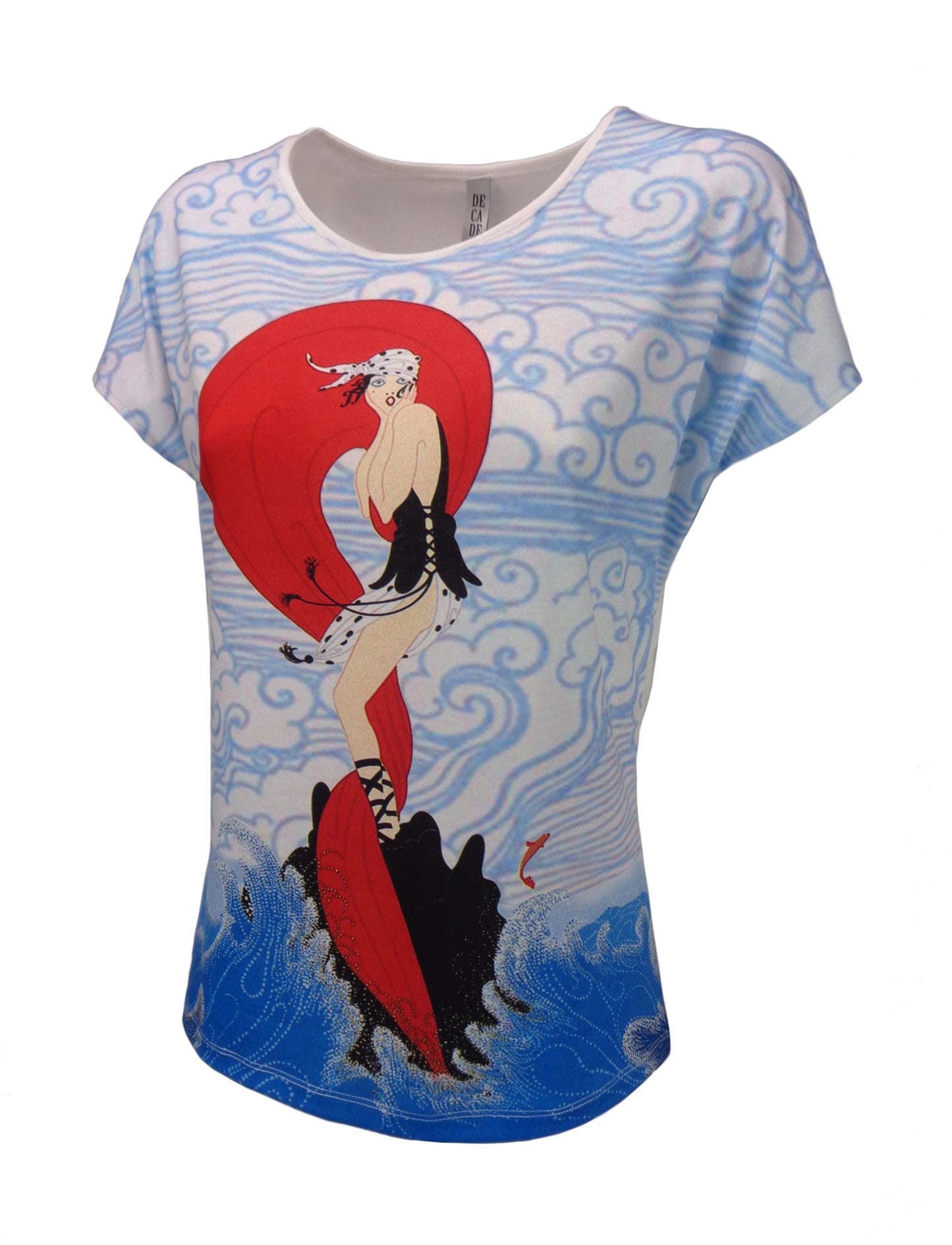 Bluză de damă - tricou cu mânecă scurtă și guler rotund