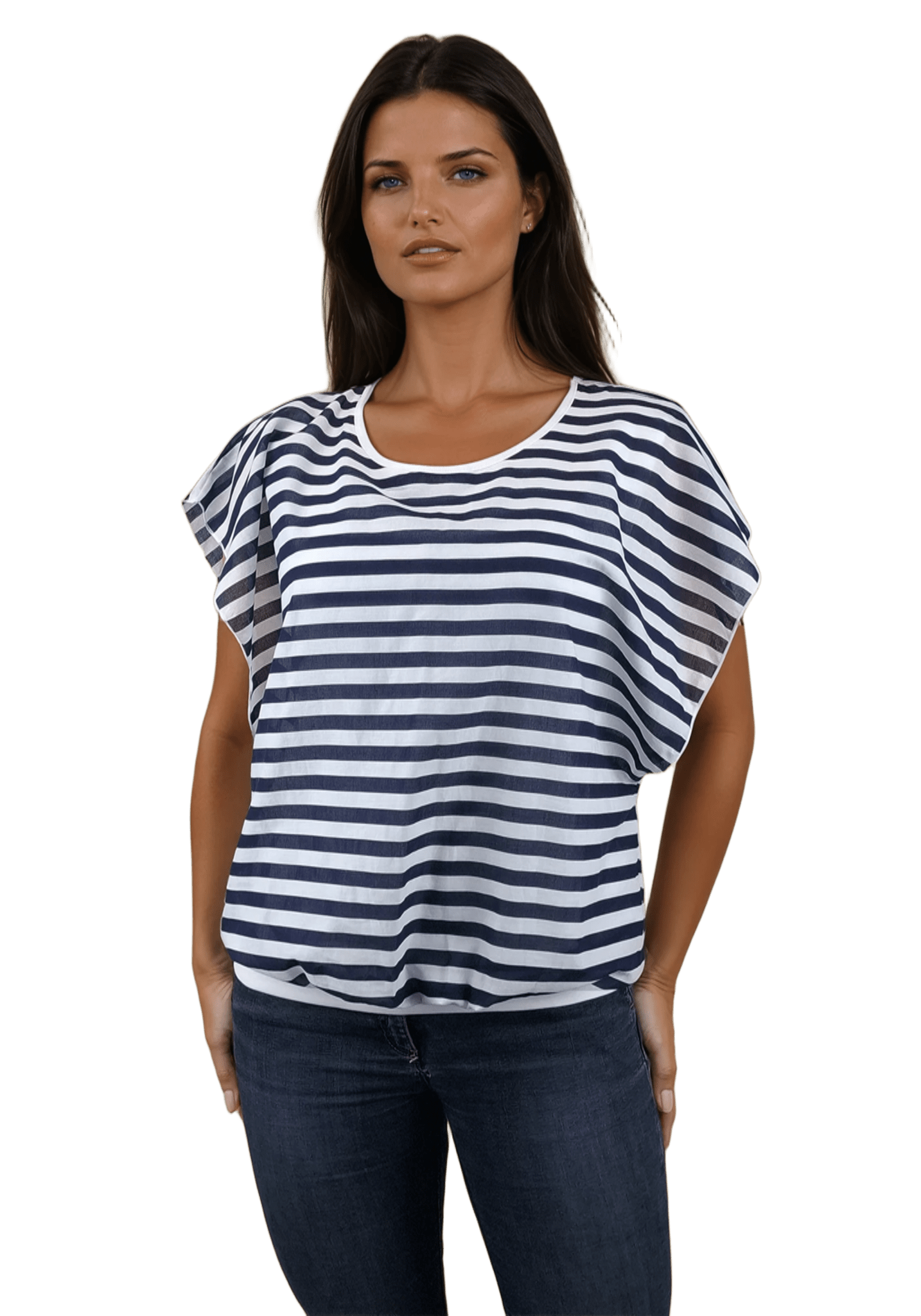 Bluză de damă - tricou cu mânecă scurtă și guler rotund