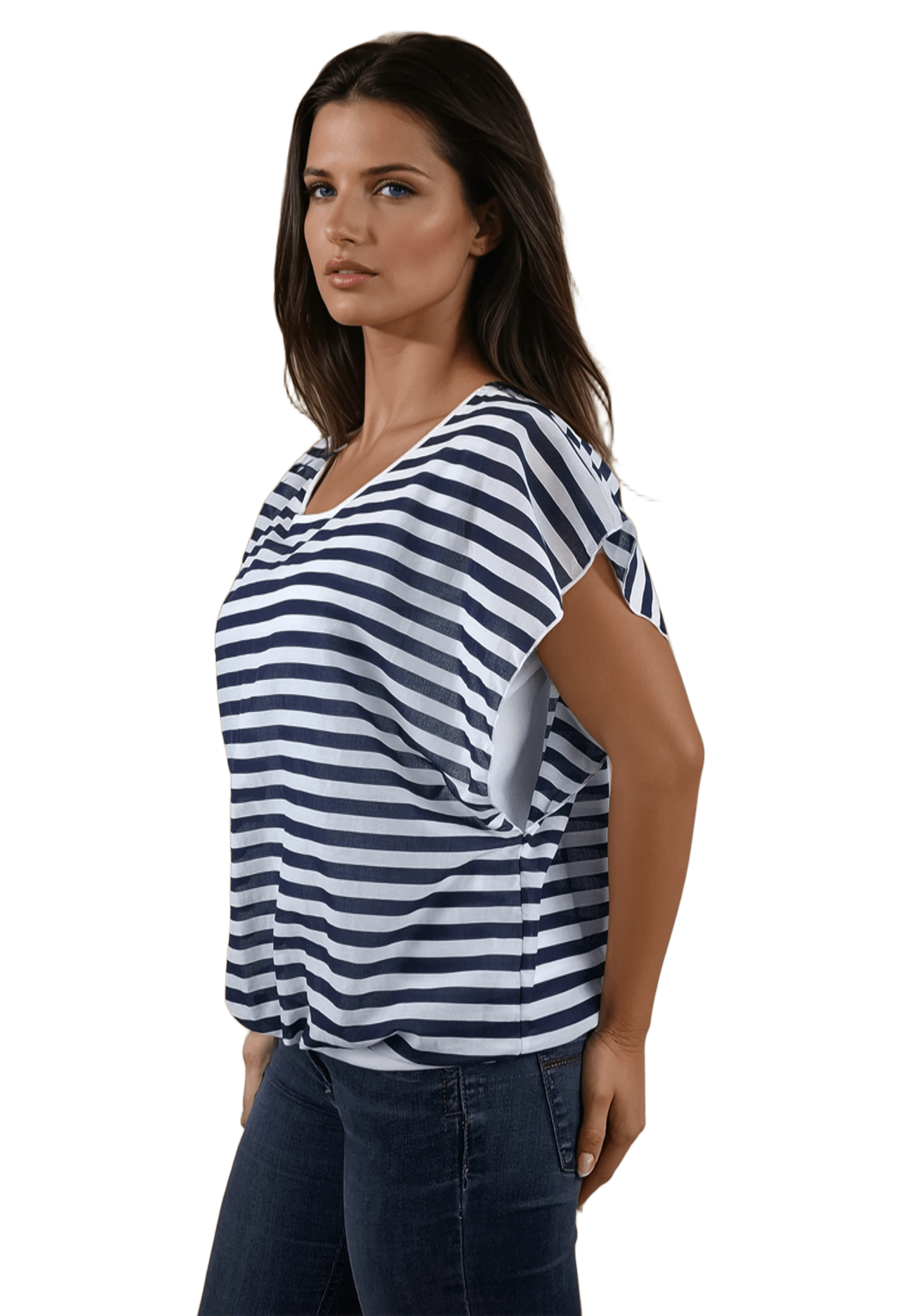 Bluză de damă - tricou cu mânecă scurtă și guler rotund