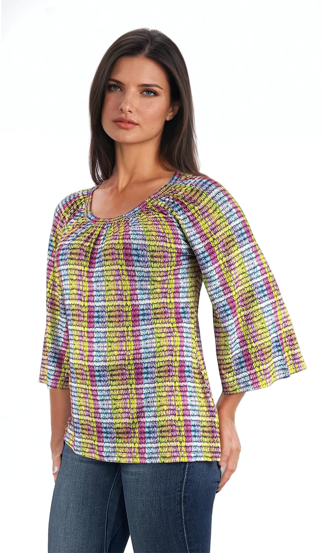 Bluza dama - tricou cu maneci 3/4 si decolteu rotund