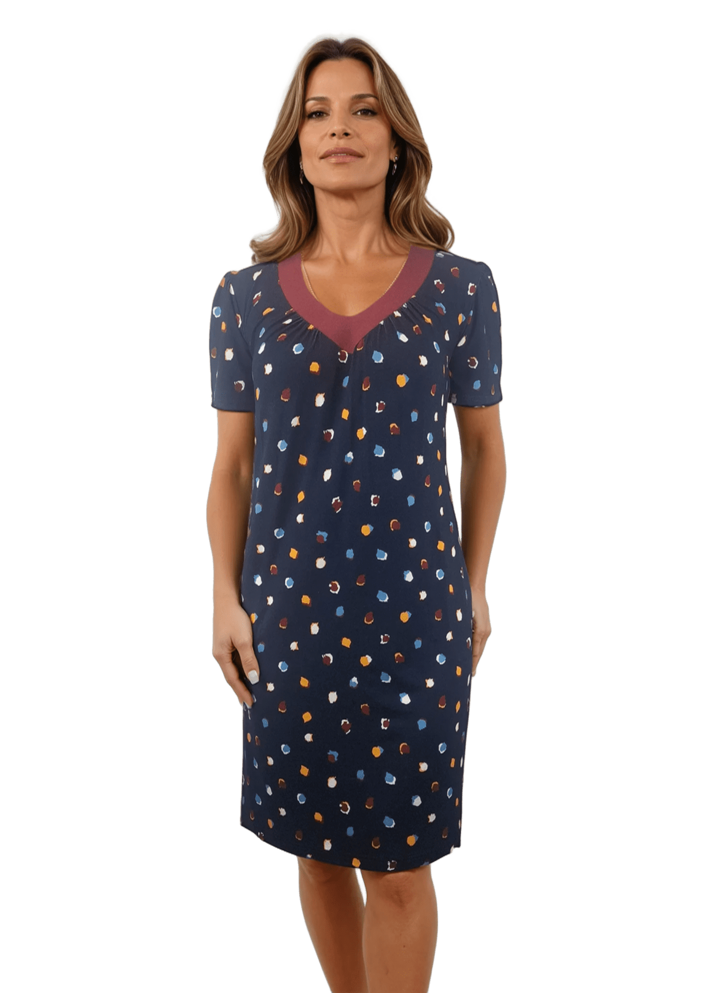 Rochie de damă cu mânecă scurtă şi decolteu adânc