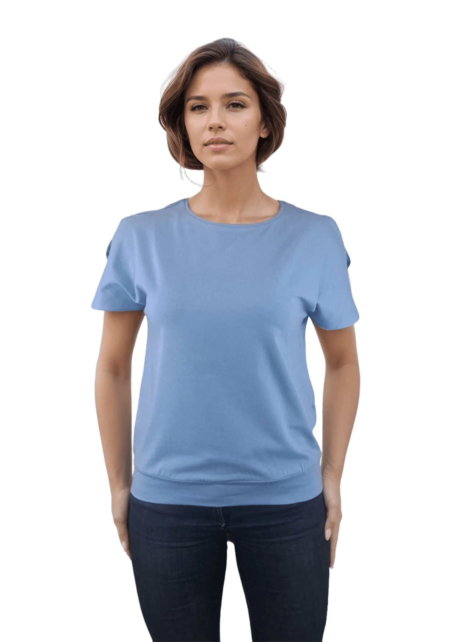 Bluză damă - Tricou cu mânecă scurtă decolteu rotund