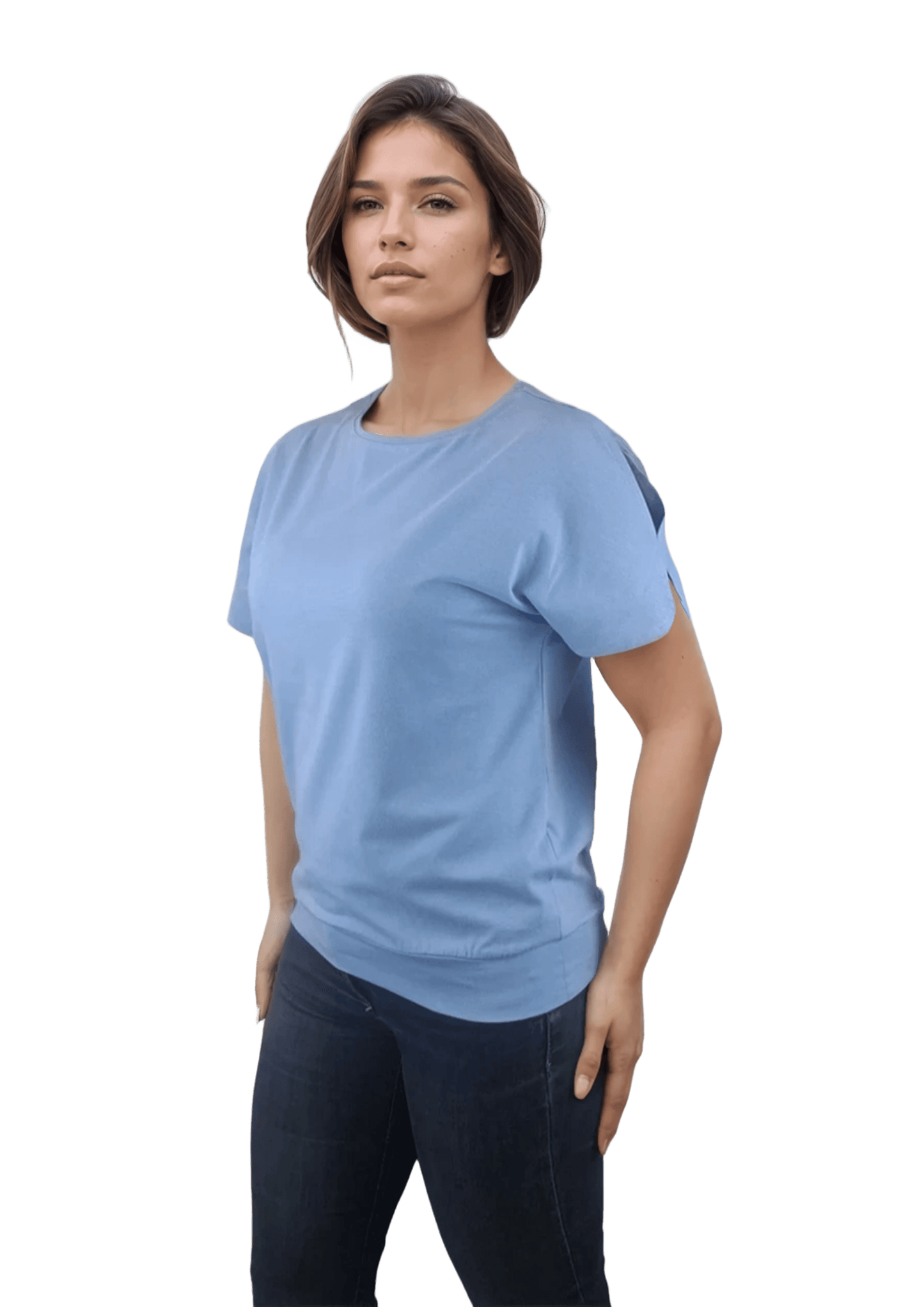 Bluză damă - Tricou cu mânecă scurtă decolteu rotund