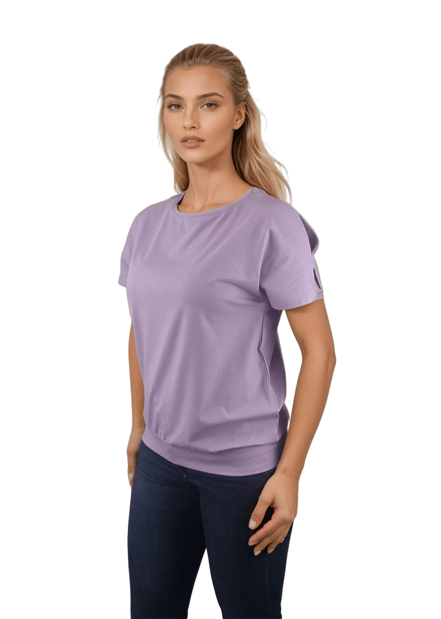 Bluză damă - Tricou cu mânecă scurtă decolteu rotund