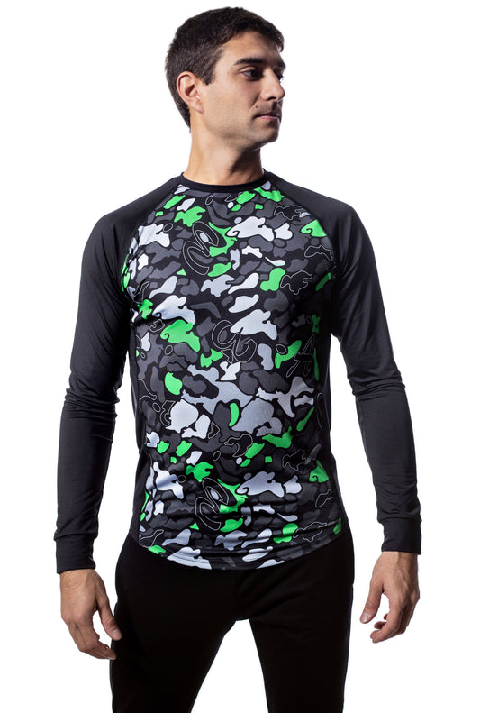 Tricou bărbătesc cu mânecă lungă și guler rotund, cu mânecă raglan