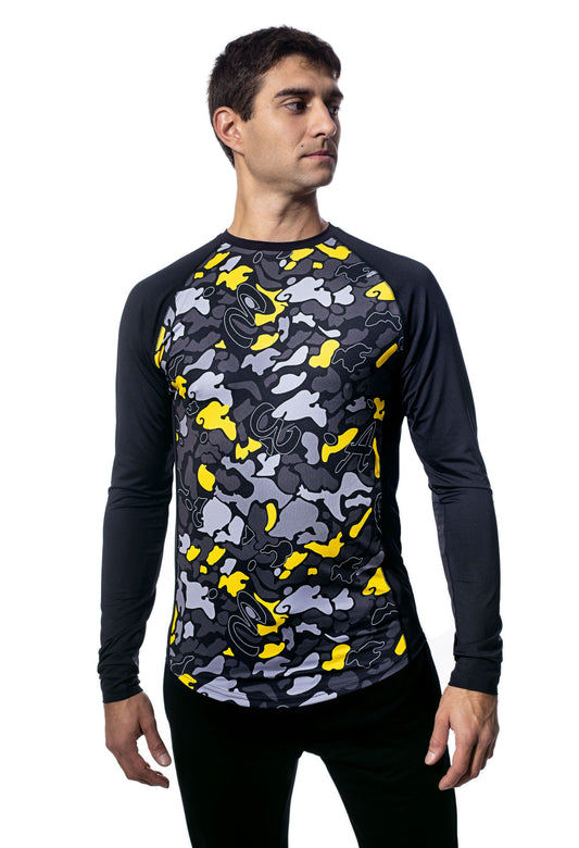 Tricou bărbătesc cu mânecă lungă și guler rotund, cu mânecă raglan