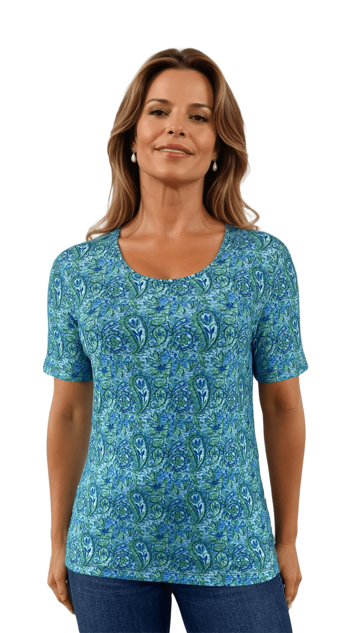 Bluză de damă - tricou cu mânecă scurtă și guler rotund