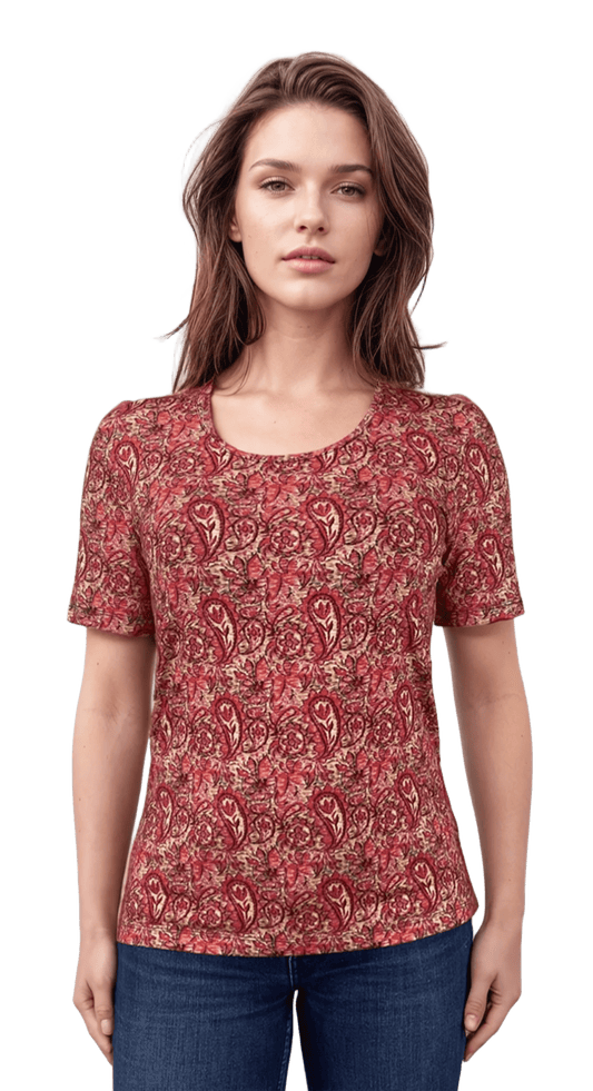 Bluză de damă - tricou cu mânecă scurtă și guler rotund