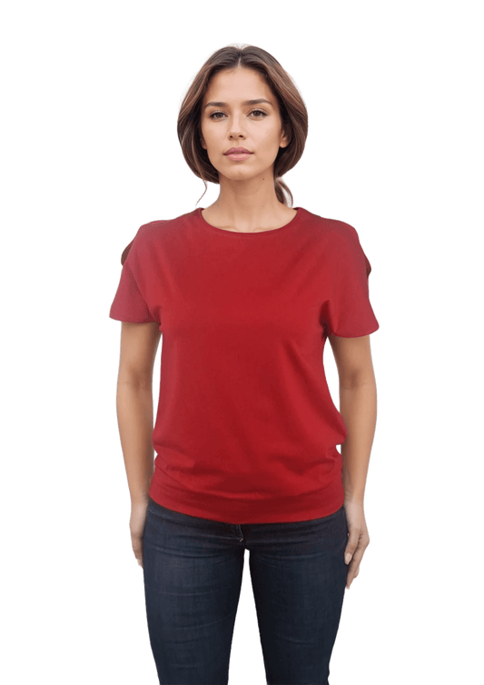 Bluză damă - Tricou cu mânecă scurtă decolteu rotund