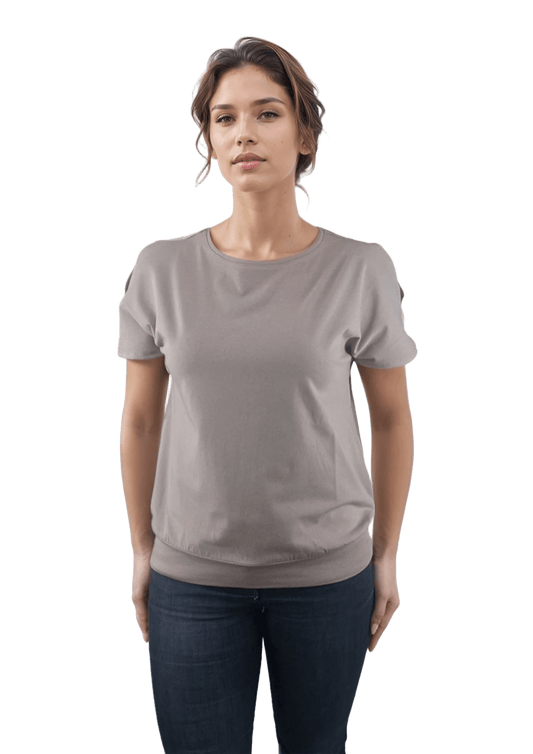 Bluză damă - Tricou cu mânecă scurtă decolteu rotund