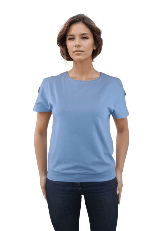 Bluză damă - Tricou cu mânecă scurtă decolteu rotund