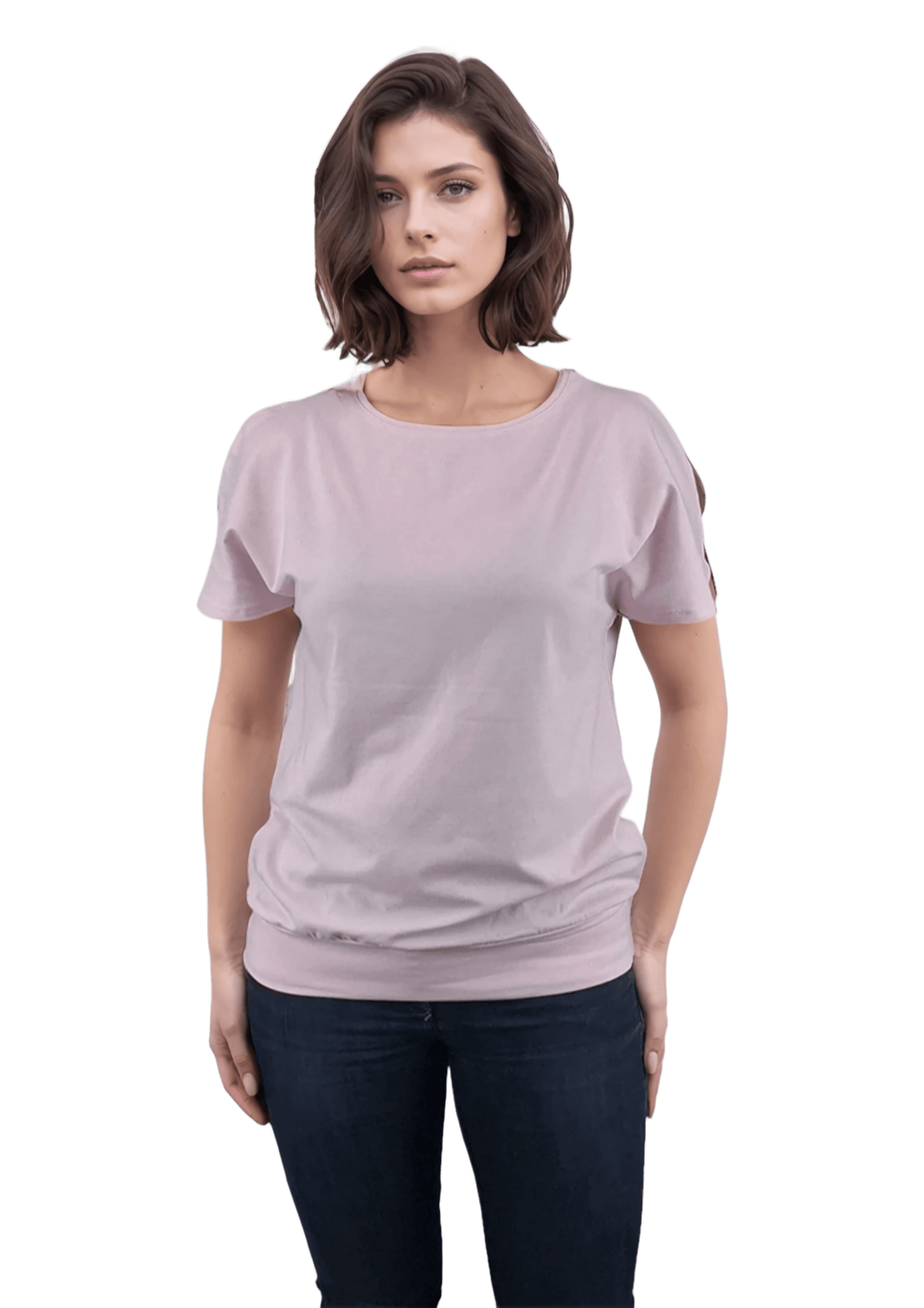 Bluză damă - Tricou cu mânecă scurtă decolteu rotund