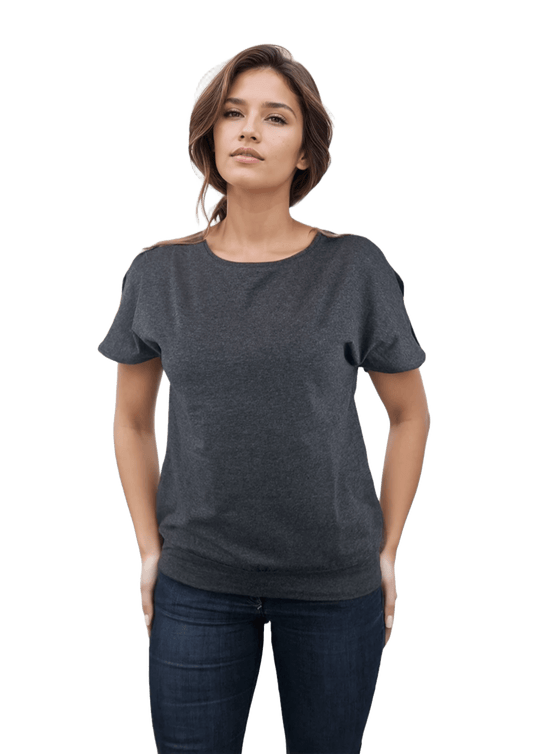 Bluză damă - Tricou cu mânecă scurtă decolteu rotund